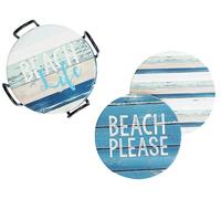 PANCHH Beach Coastal & Ocean Sea Tropical Theme Coasters for Drinks, Kitchen Decor and Gifts for Beach House and Home Beach Bars - Coasters for Wooden Table - Set of 6 with Holder, Absorbent
