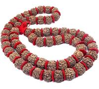 Panchmukhi 5 MUkhi (Face} Rudraksha Jap Mala Rosary Prayer 54+1 beads, 20 To 22 mm Approx Necklace Yellow Knot Red Tassel, Big Rudraksha Beads Rosary Kantha Mala Beads Traditional prayer Hinduism 20MM