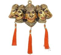 Panchmukhi Hanuman Ji Murti for Door Entrance Statue Wall Hanging Showpiece with Silk Latakan in Gold Finish (4 x 7 inch)
