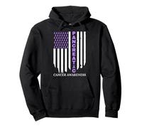 Pancreatic Cancer Awareness American Flag Pullover Hoodie