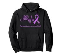 Pancreatic Cancer Awareness Fight Support Purple Ribbon Pullover Hoodie