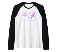 Pancreatic Cancer Awareness Fight Support Purple Ribbon Raglan Baseball Tee