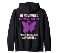 Pancreatic Cancer Awareness Fight Support Purple Ribbon Zip Hoodie