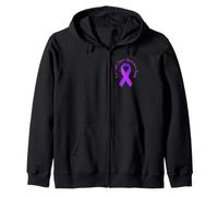 Pancreatic Cancer Awareness Fight Support Purple Ribbon Zip Hoodie