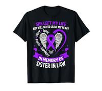 Pancreatic Cancer Memorial Sister in Law Purple Ribbon T-Shirt