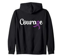 Pancreatic or Leiomyosarcoma Cancer Purple Ribbon Courage Zip Hoodie