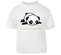 Panda 1 I’m Not Fat I’m Just Fluffy Short Sleeve Cotton Kids t Shirt, 2-3 Years, White