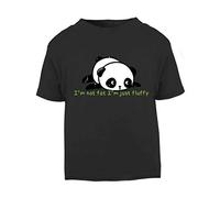 Panda 1 I’m Not Fat I’m Just Fluffy Short Sleeve Cotton Toddler t Shirt, 3-4 Years, Black