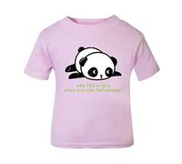 Panda 1 Why Fall in Love When You Can Fall Asleep Short Sleeve Cotton Kids t Shirt, 2-3 Years, Pastel Pink