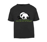 Panda 1 Why Fall in Love When You Can Fall Asleep Short Sleeve Cotton Toddler t Shirt, 1-2 Years, Black