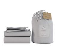 Panda® 100% Bamboo UK Super King Complete Bedding Set, Quiet Grey | Duvet Cover, Fitted Sheet, Pillow Cases | Soft, Breathable, Hypoallergenic | Luxury High Thread Count | Moisture-Wicking