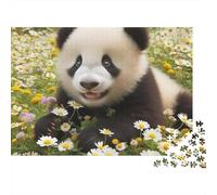 Panda 1000 Piece Daisy Field Panda Sturdy Cardboard Jigsaw Puzzle for Puzzle Enthusiasts Birthday Party Staycation Entertainment Casual Gamers Value for Money 70x50cm/1000pcs