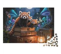 Panda 1000 Piece Night Red Panda Cardboard Puzzle for Adults 14+ Kids 12+ Rainy Day Indoor Activity Stress Relief Brain Training Birthday Gift 52x38cm/1000pcs