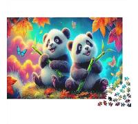 Panda 1000 Piece Puzzle Autumn Bamboo Forest for Relaxation First-Time Jigsaw Users Memory Improvement Small Gift Idea 70x50cm/1000pcs