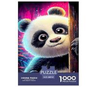 Panda 1000 Pieces Portable Jigsaw Puzzle Cute Animals Creative Age 3+ Cool Collage Effect, Home Decoration, Educational, Challenging Puzzle Games 52x38cm/1000pcs