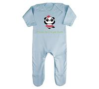 Panda 2 I’m Not Fat I’m Just Fluffy Baby Romper Jumpsuit with feet, 3-6 Months, Pastel Blue