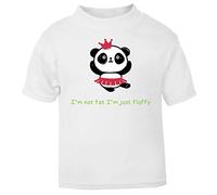 Panda 2 I’m Not Fat I’m Just Fluffy Short Sleeve Cotton Toddler t Shirt, 1-2 Years, White