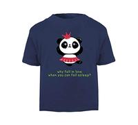 Panda 2 Why Fall in Love When You Can Fall Asleep Short Sleeve Cotton Kids t Shirt, 2-3 Years, Navy