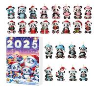 Panda 2025 - 24 Days Acrylic Set, Christmas Display, Animal Themed Holiday Decor | Lovely Panda Pendant Design, Funny