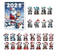 Panda 24 Days - in the Shape of a Panda Charm Made of Acrylic 2D with Decorations - Pendant Rear View Mirror Animals for Car Backpack Christmas Tree Fine
