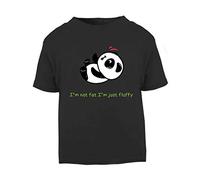 Panda 3 I’m Not Fat I’m Just Fluffy Short Sleeve Cotton Toddler t Shirt, 3-4 Years, Black