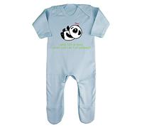 Panda 3 Why Fall in Love When You Can Fall Asleep Baby Romper Jumpsuit with feet, 0-3 Months, Pastel Blue