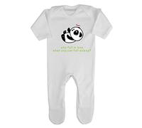 Panda 3 Why Fall in Love When You Can Fall Asleep Baby Romper Jumpsuit with feet, 0-3 Months, White