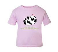 Panda 3 Why Fall in Love When You Can Fall Asleep Short Sleeve Cotton Toddler t Shirt, 3-4 Years, Pastel Pink