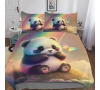 Panda 3D Duvet Cover Bedding Set with Pillowcases Cosy Super Soft Bed Linen Quilt Cover 2 PCs for Kids, Youth And Adult Brushed Microfiber Comforter Cover Single (135x200cm)