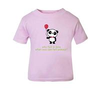 Panda 4 Why Fall in Love When You Can Fall Asleep Short Sleeve Cotton Toddler t Shirt, 3-4 Years, Pastel Pink