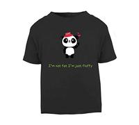 Panda 5 I’m Not Fat I’m Just Fluffy Short Sleeve Cotton Toddler t Shirt, 3-4 Years, Black