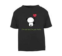 Panda 6 I’m Not Fat I’m Just Fluffy Short Sleeve Cotton Kids t Shirt, 2-3 Years, Black