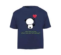 Panda 6 Why Fall in Love When You Can Fall Asleep Short Sleeve Cotton Toddler t Shirt, 1-2 Years, Navy