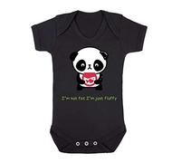 Panda 7 I’m Not Fat I’m Just Fluffy Baby Grow Vest, 0-3 Months, Black
