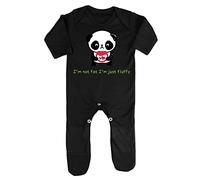 Panda 7 I’m Not Fat I’m Just Fluffy Baby Romper Jumpsuit with feet, 6-12 Months, Black