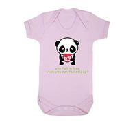 Panda 7 Why Fall in Love When You Can Fall Asleep Baby Grow Vest, 6-12 Months, Pastel Pink