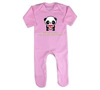 Panda 7 Why Fall in Love When You Can Fall Asleep Baby Romper Jumpsuit with feet, 6-12 Months, Pastel Pink
