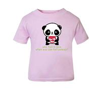 Panda 7 Why Fall in Love When You Can Fall Asleep Short Sleeve Cotton Kids t Shirt, 2-3 Years, Pastel Pink