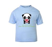 Panda 7 Why Fall in Love When You Can Fall Asleep Short Sleeve Cotton Kids t Shirt, 2-3 Years, Pastel Blue