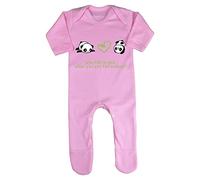 Panda 8 Why Fall in Love When You Can Fall Asleep Baby Romper Jumpsuit with feet, 6-12 Months, Pastel Pink