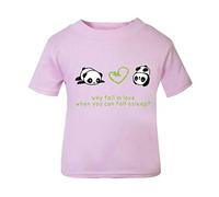 Panda 8 Why Fall in Love When You Can Fall Asleep Short Sleeve Cotton Toddler t Shirt, 3-4 Years, Pastel Pink