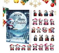 Panda Advent Calendars 2025, 2D Acrylic Panda Christmas Ornament Pendant, 24-Day Christmas Countdown Calendar for Window Car Rearview Mirror Wall Door Christma Tree Decor