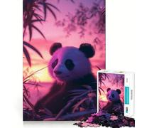 Panda Aesthetic Sunset Hard Jigsaw Puzzle for Adults 1000 Pieces Smart Game Home Enjoy Image Assembly Festive Gift (38x52cm)
