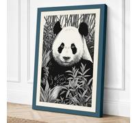 Panda Among Bamboo Botanical Canvas Wall Art Print 30x20 Inch (76 x 51 cm)