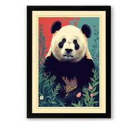 Panda Among Ferns Boho Framed Wall Art Print A4 (29.7×21cm) Black, Wall Decor for Living Room, Bedroom, Office & Home, Ready to Hang, Art Gift