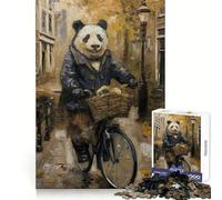 Panda Amsterdam Bicycle Jigsaw Puzzles for Adults 1000 Piece Mind Puzzle Slow Enjoy Image Assembly Perfect Present (38x26cm)