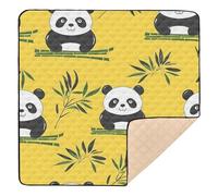 Panda and Bamboo Cartoon Print Baby Play Mat for Floor, 127x127 CM Playpen Mat,Thicken Soft Non-Slip Tummy Time Mat for Toddlers and Infants
