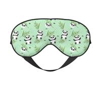 Panda and Bamboo Leaves Pattern Eye Mask Sleep Mask Cover for Sleeping with Adjustable Strap Blackout Eye Blinder Pads for Travel