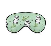 Panda and Bamboo Leaves Pattern Silk Sleep Mask with Adjustable Strap Super Soft Eye Mask
