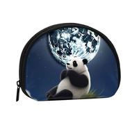 Panda and Moon Coin Purse Personalized Coin Bag for Women Men Change Purse Small Wallets with Zipper Mini Shell Coin Pouch Outdoor Shopping Change Storage Bag Handbags Gifts